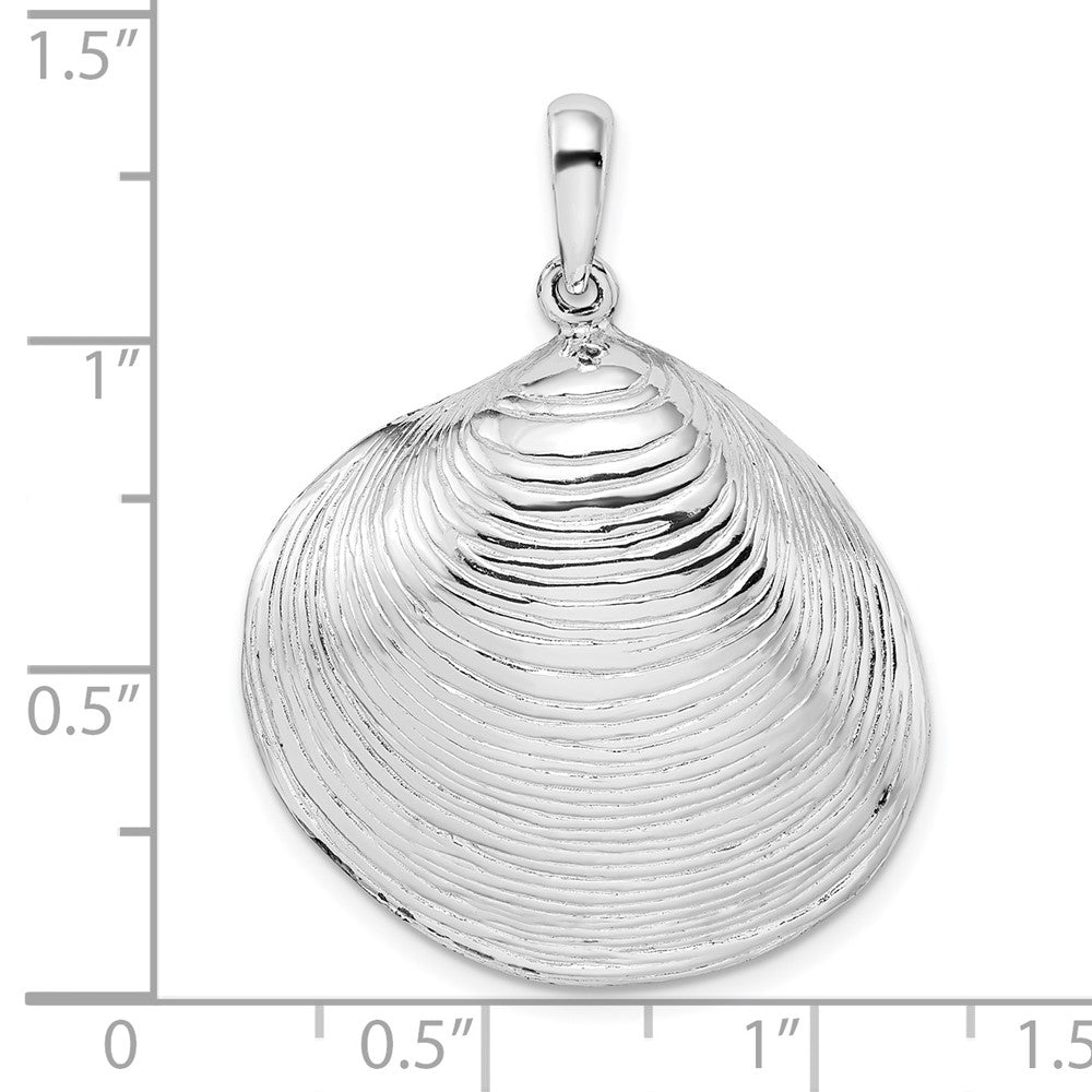 FJC Finejewelers 925 Sterling Silver Rhodium Plated Polished 3D Large Clam Shell Charm 34 x 26 mm
