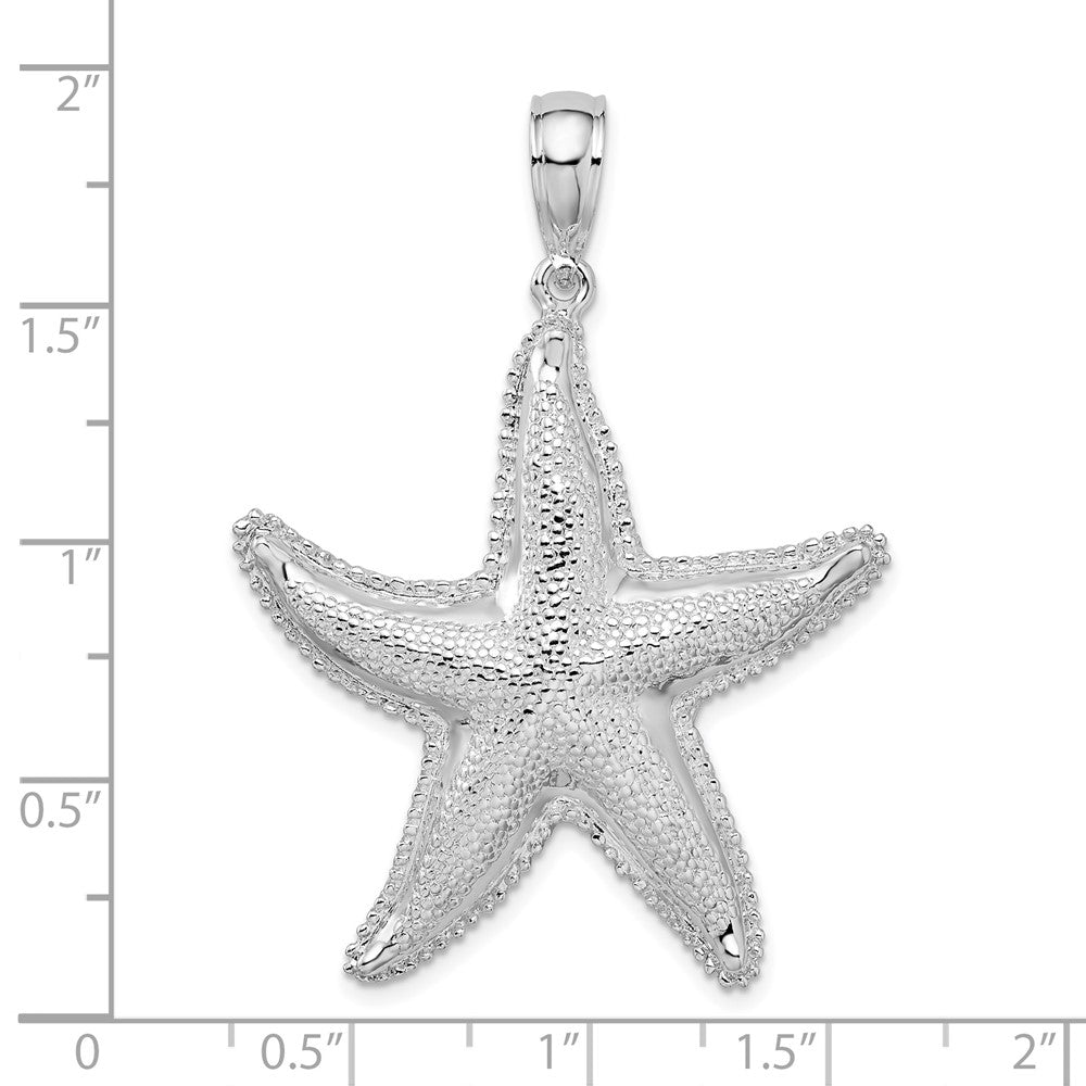 FJC Finejewelers 925 Sterling Silver Rhodium Plated Polished Textured Starfish Charm 47 x 34 mm