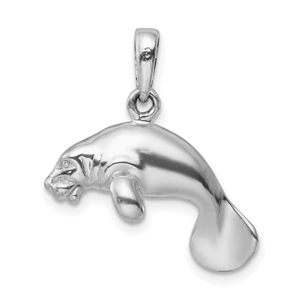 FJC Finejewelers 925 Sterling Silver Rhodium Plated Polished 3D Manatee Charm 23 x 20 mm