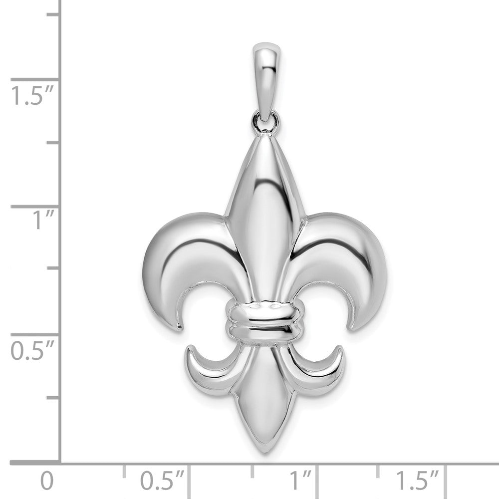 FJC Finejewelers 925 Sterling Silver Rhodium Plated Polished Large Fleur de Lis Charm 24 mm