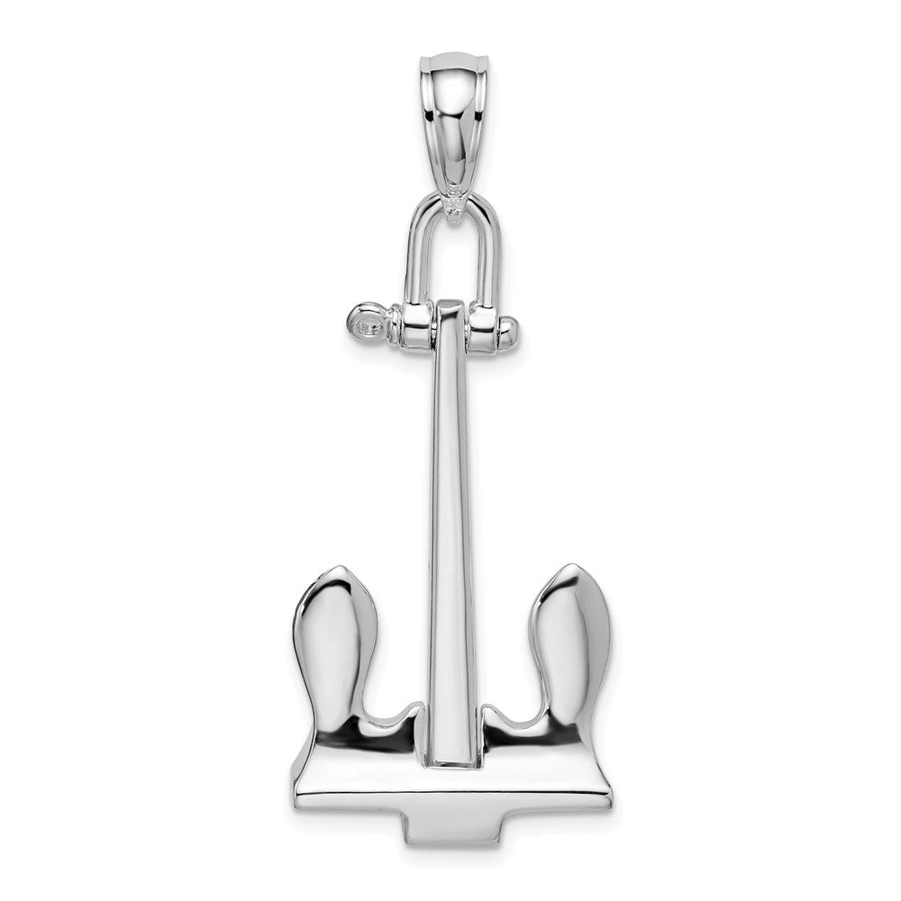 FJC Finejewelers 925 Sterling Silver Rhodium Plated 3D Moveable Navy Anchor Charm 17 x 18 mm