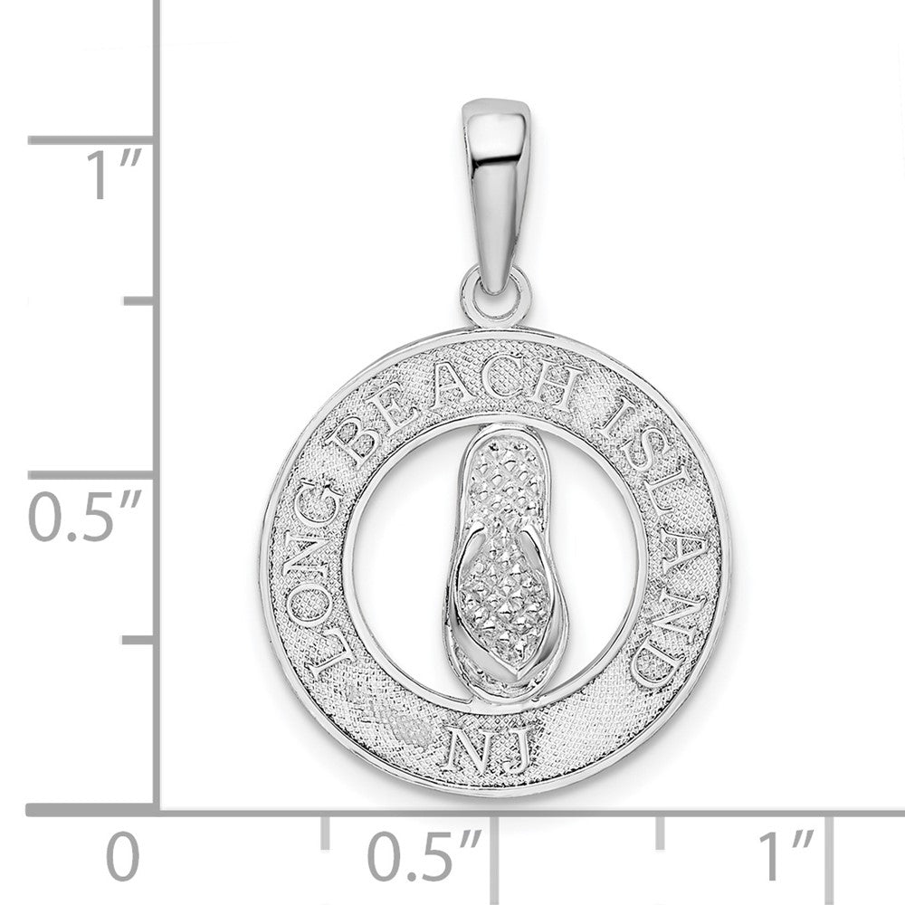FJC Finejewelers 925 Sterling Silver Rhodium Plated Long Beach Island,NJ with Flip-flop Charm 26 x 17 mm