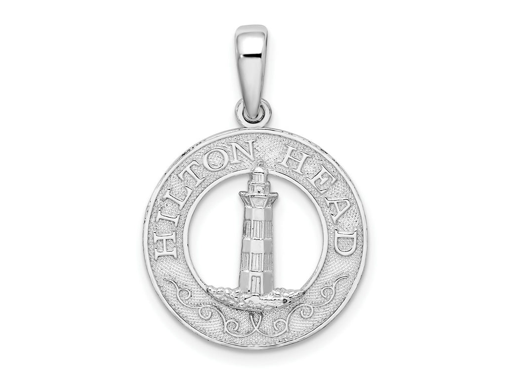 FJC Finejewelers 925 Sterling Silver Rhodium Plated Textured Hilton Head Lighthouse Charm 26 x 18 mm
