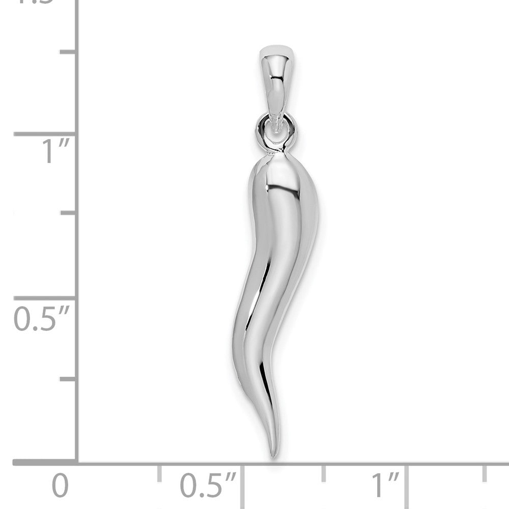 FJC Finejewelers 925 Sterling Silver Rhodium Plated Polished 3D Italian Horn Charm 32 mm