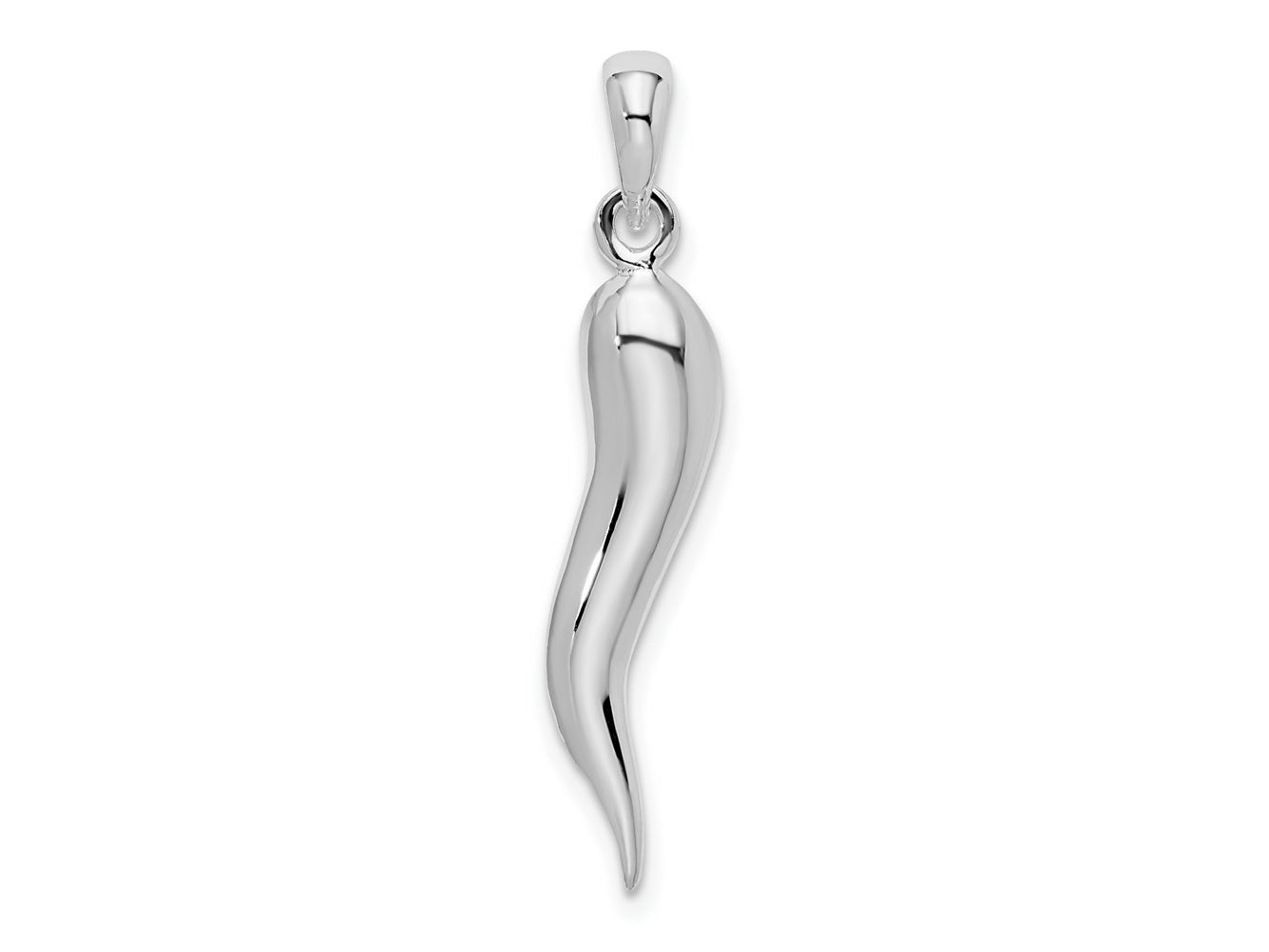 FJC Finejewelers 925 Sterling Silver Rhodium Plated Polished 3D Italian Horn Charm 32 mm