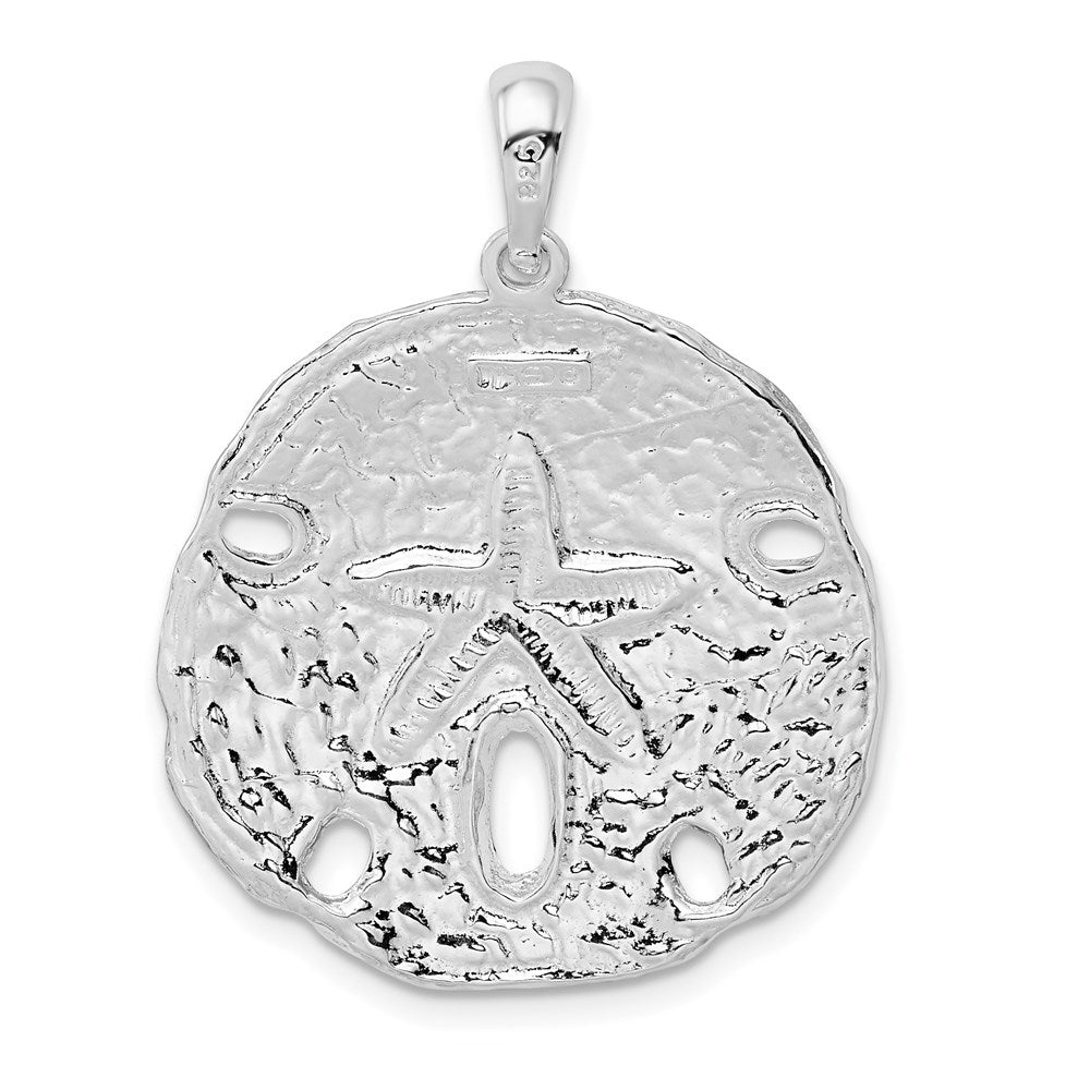 FJC Finejewelers 925 Sterling Silver Rhodium Plated Polished Sand Dollar Charm 32 x 24 mm