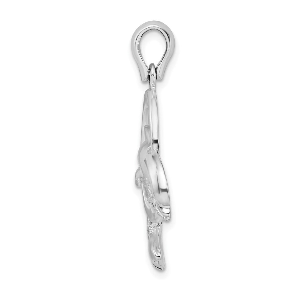 FJC Finejewelers 925 Sterling Silver Rhodium Plated Dolphin Jumping Thru Hoop Charm 34 x 18 mm