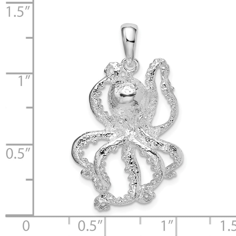 FJC Finejewelers 925 Sterling Silver Rhodium Plated Polished Textured Octopus Charm 33 x 19 mm
