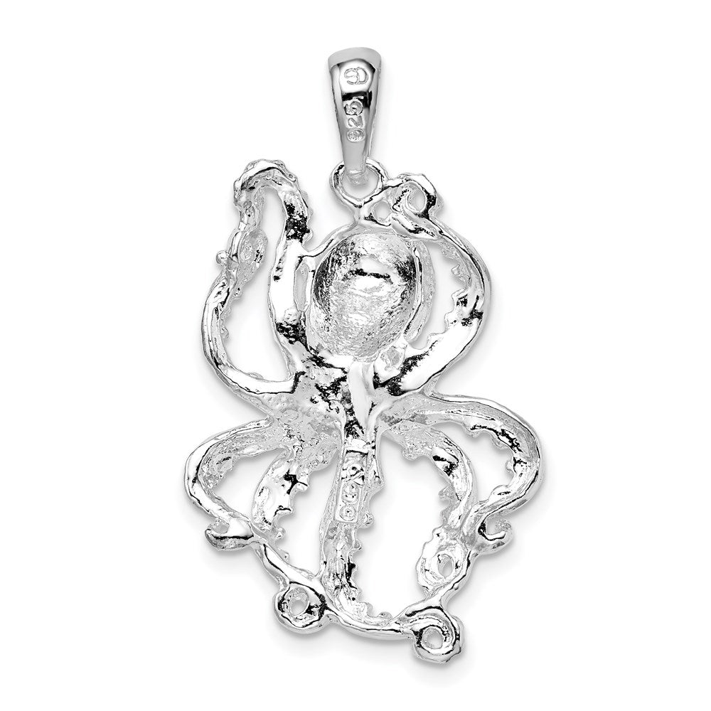 FJC Finejewelers 925 Sterling Silver Rhodium Plated Polished Textured Octopus Charm 33 x 19 mm