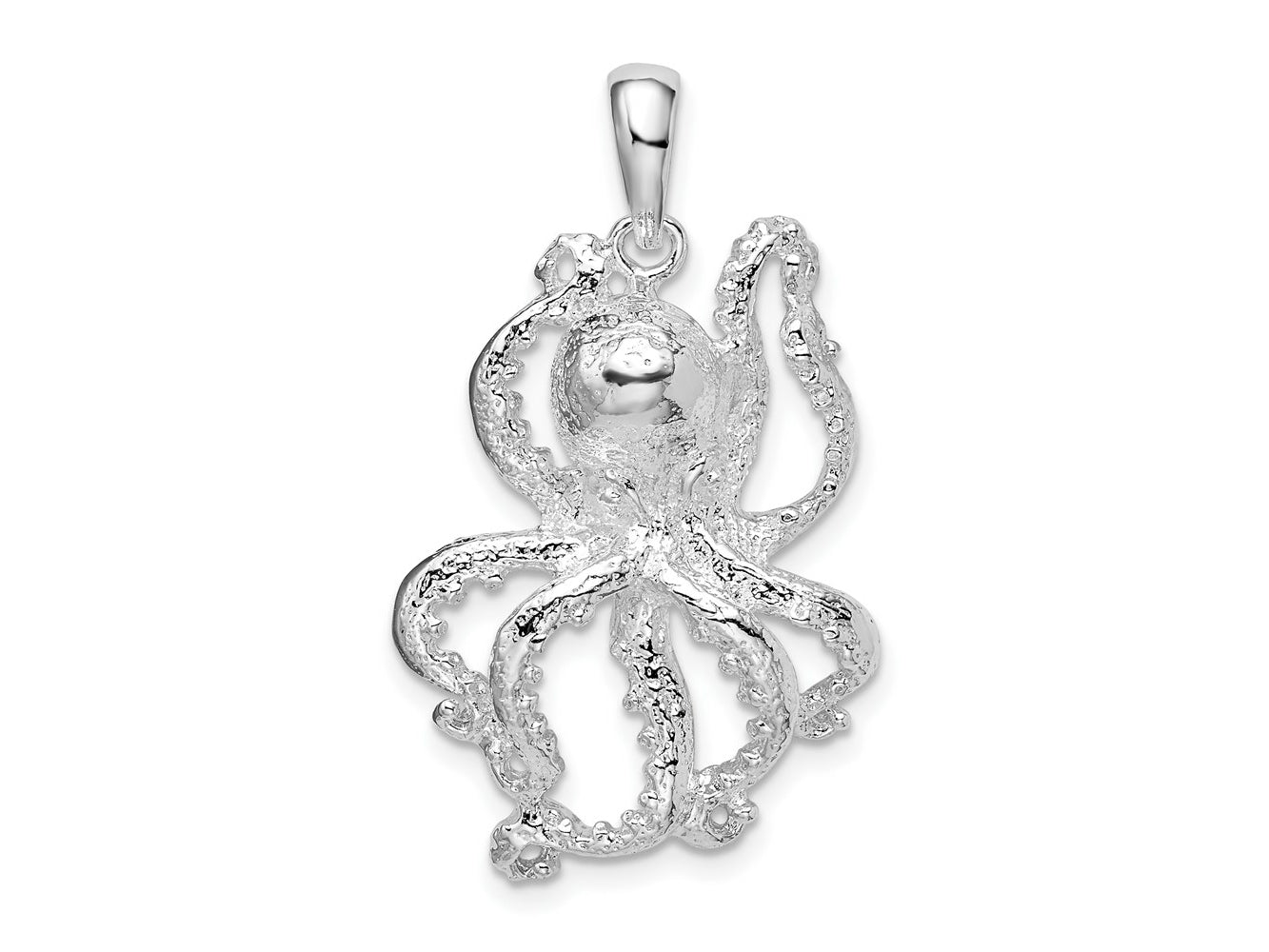 FJC Finejewelers 925 Sterling Silver Rhodium Plated Polished Textured Octopus Charm 33 x 19 mm