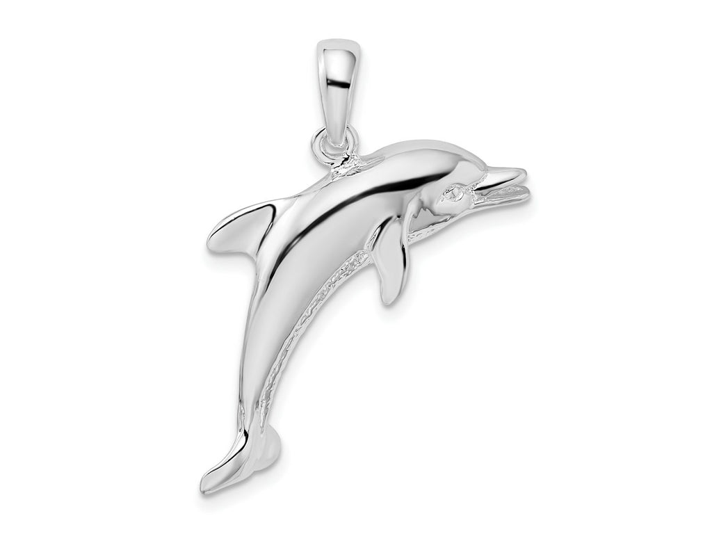 FJC Finejewelers 925 Sterling Silver Rhodium Plated Polished Jumping Dolphin Charm 31 x 21 mm