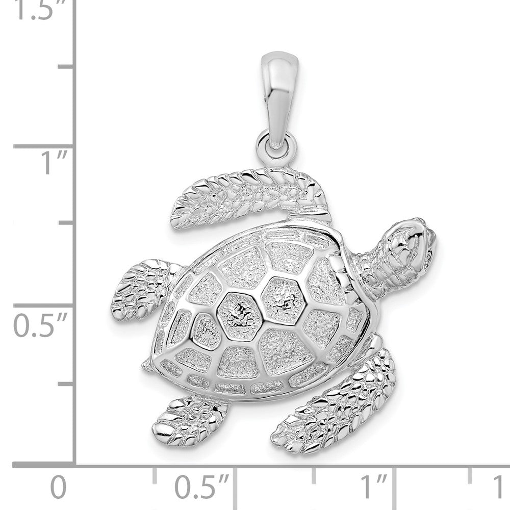 FJC Finejewelers 925 Sterling Silver Rhodium Plated Polished 3D Large Sea Turtle Charm 32 x 25 mm
