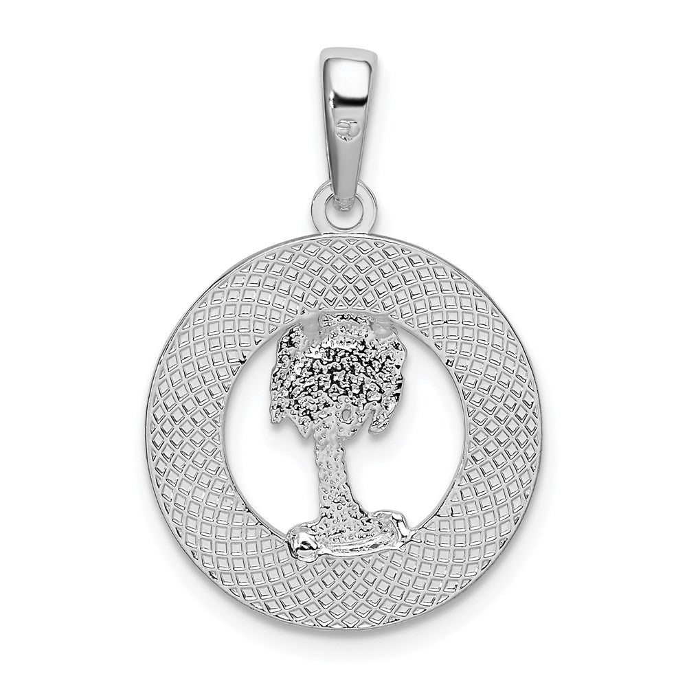 FJC Finejewelers 925 Sterling Silver Rhodium Plated Textured Bahamas with Palm Tree Charm 26 x 17 mm