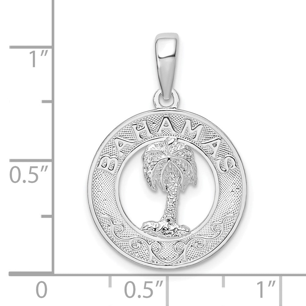 FJC Finejewelers 925 Sterling Silver Rhodium Plated Textured Bahamas with Palm Tree Charm 26 x 17 mm