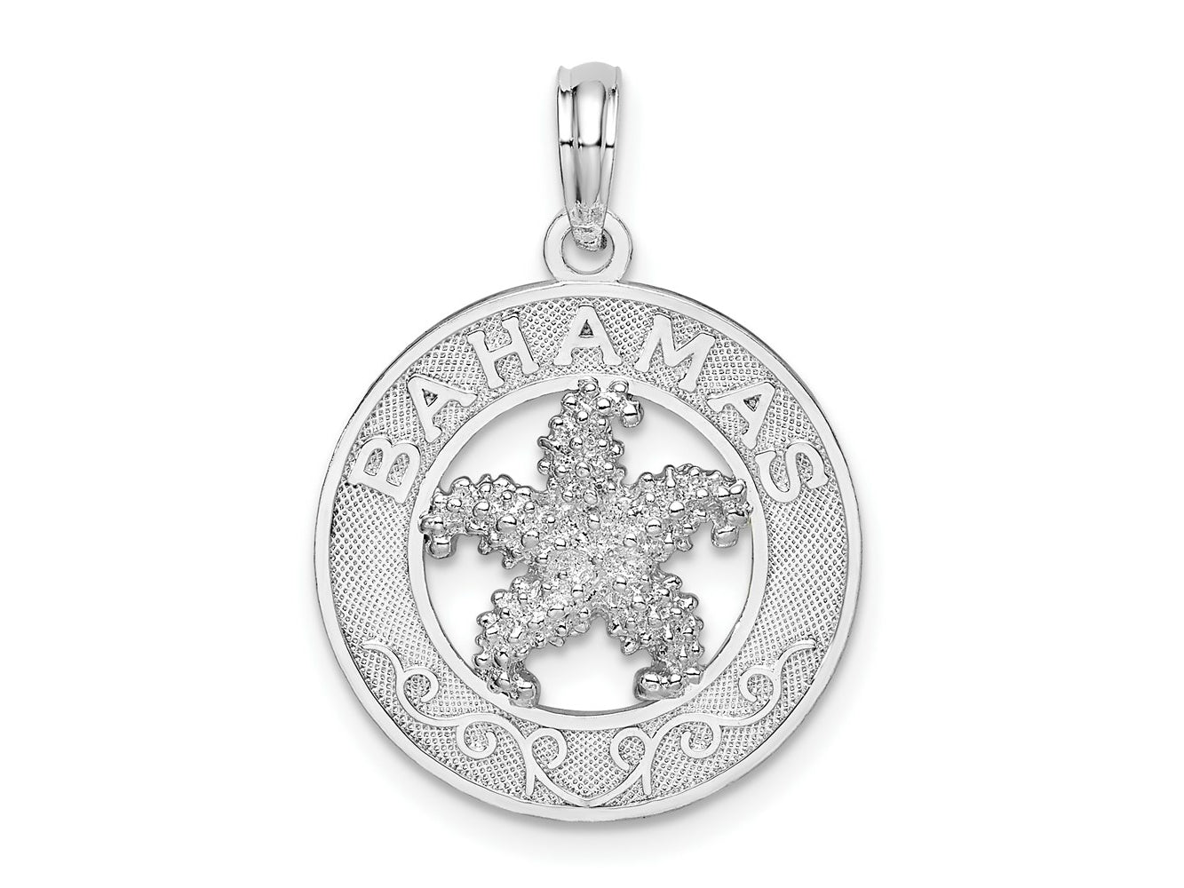 FJC Finejewelers 925 Sterling Silver Rhodium Plated Textured Bahamas with Starfish Charm 25 x 17 mm