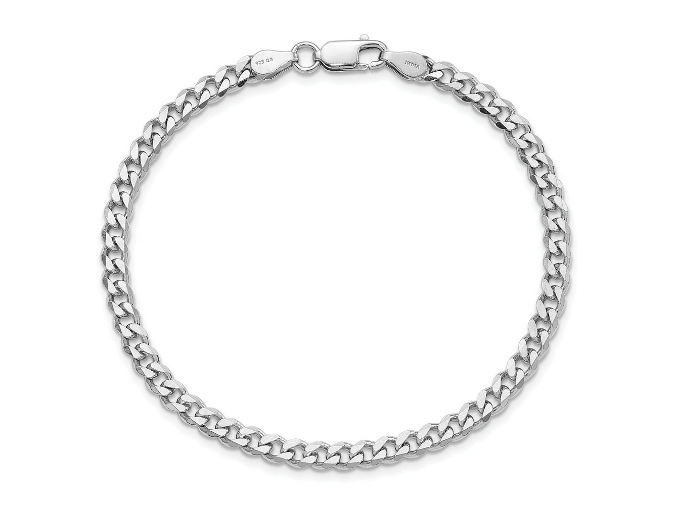 FJC Finejewelers 925 Sterling Silver Rhodium Plated 4.5mm Curb Bracelet Chain