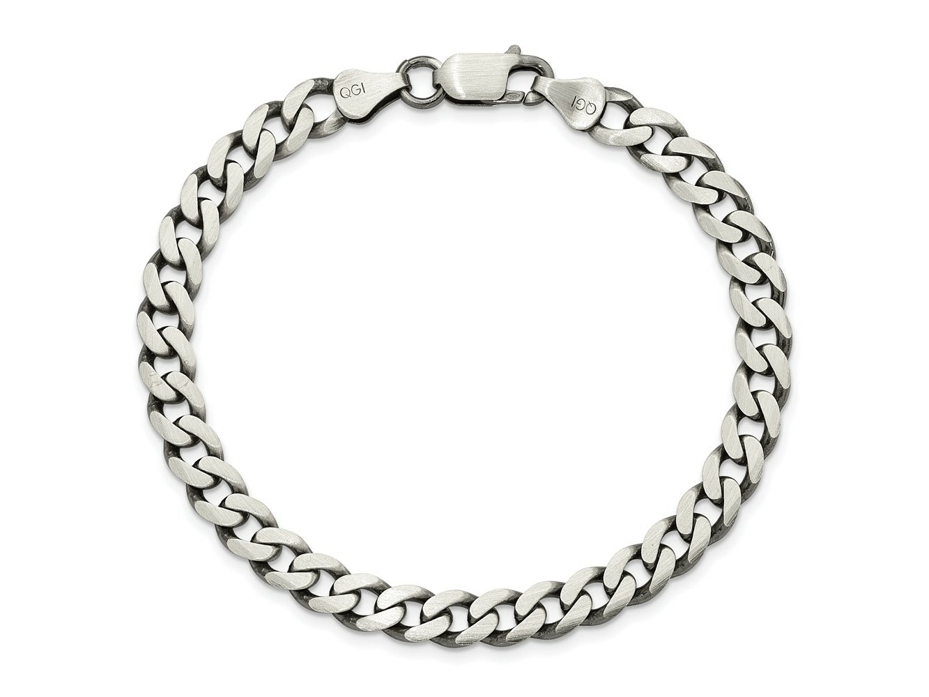 FJC Finejewelers 925 Sterling Silver Antiqued Curb Bracelet Chain 8 Inches x 7 mm