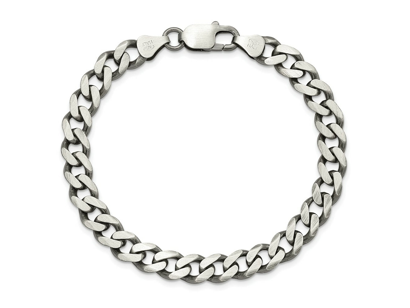 FJC Finejewelers 925 Sterling Silver Antiqued Curb Bracelet Chain 8 Inches x 7.5 mm