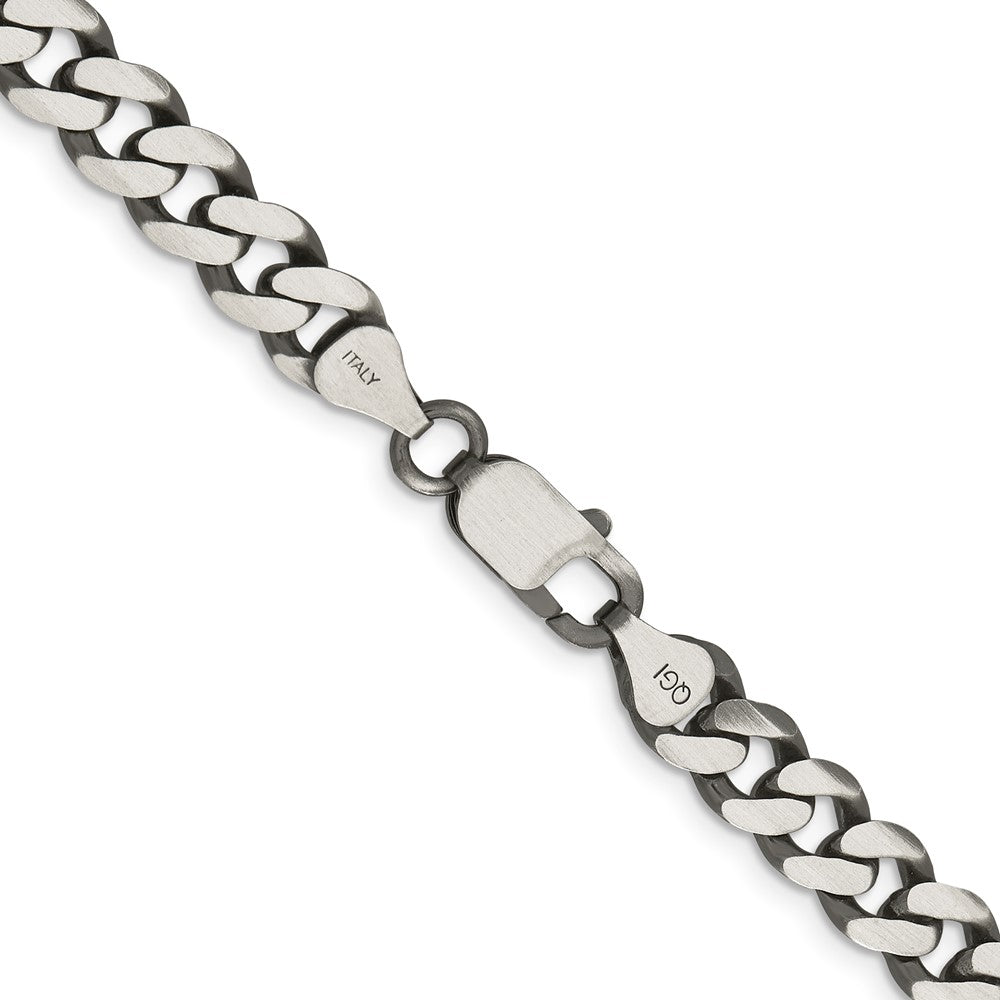 FJC Finejewelers 925 Sterling Silver Antiqued Curb Bracelet Chain 9 Inches x 7.5 mm