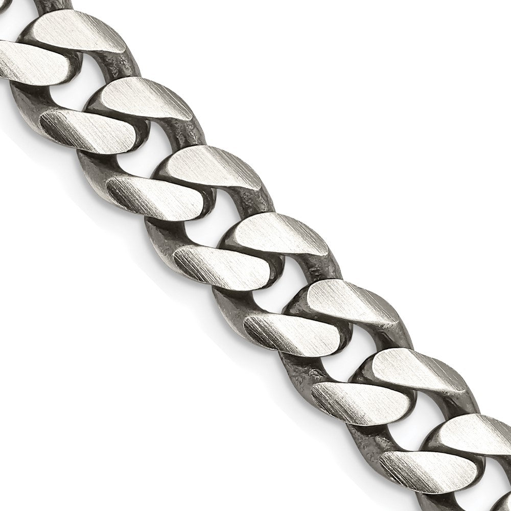 FJC Finejewelers 925 Sterling Silver Antiqued Curb Bracelet Chain 9 Inches x 9 mm