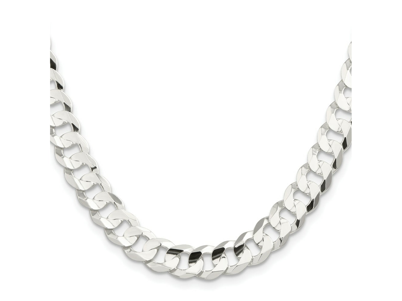 FJC Finejewelers 925 Sterling Silver Concave Beveled Curb Chain 30 Inches x 9.75 mm