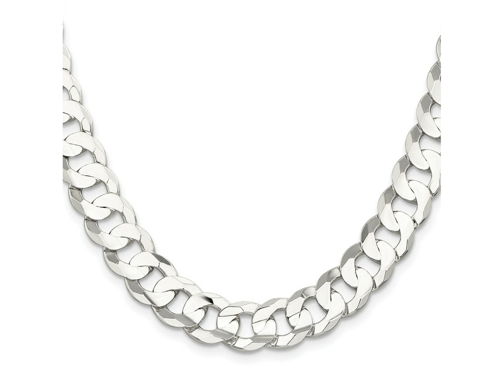 FJC Finejewelers 925 Sterling Silver Concave Beveled Curb Chain 26 Inches x 11.9 mm