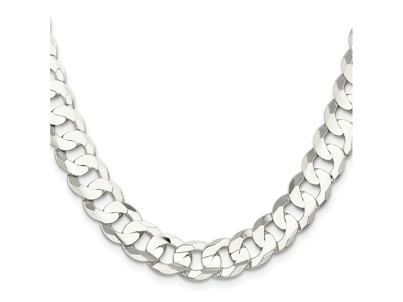 FJC Finejewelers 925 Sterling Silver Concave Beveled Curb Chain 30 Inches x 11.9 mm