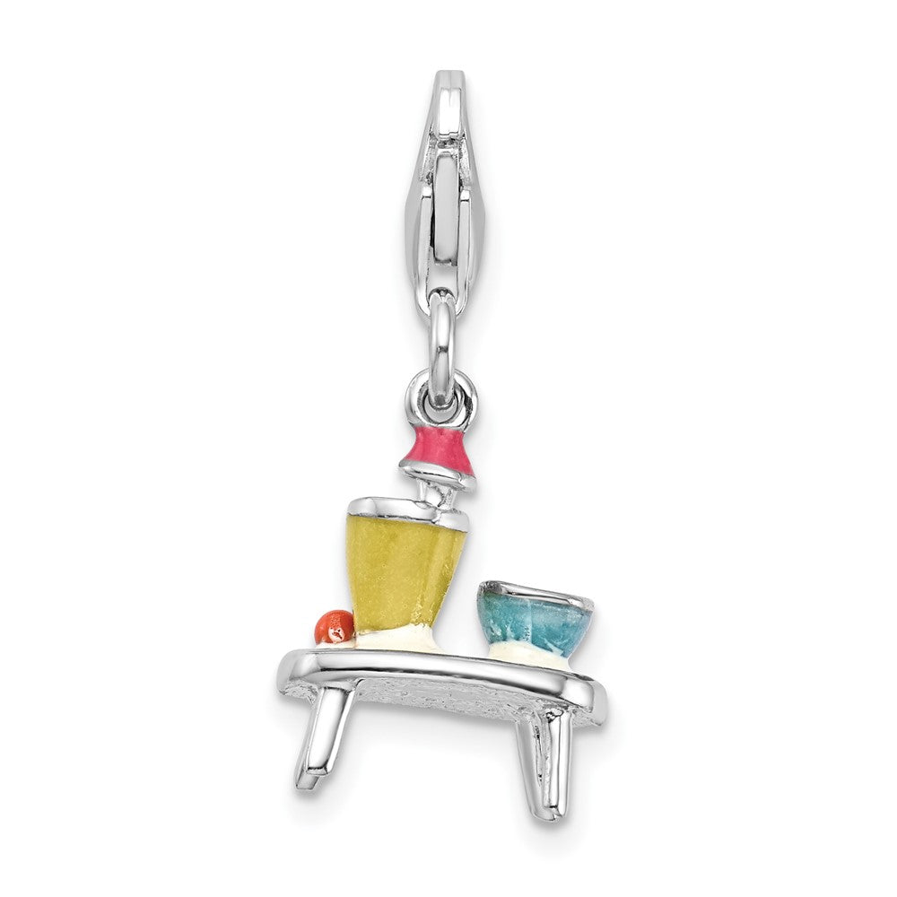FJC Finejewelers 925 Sterling Silver Amore La Vita Rhodium-pl Enameled Table and Bowls Charm 18 x 12 mm