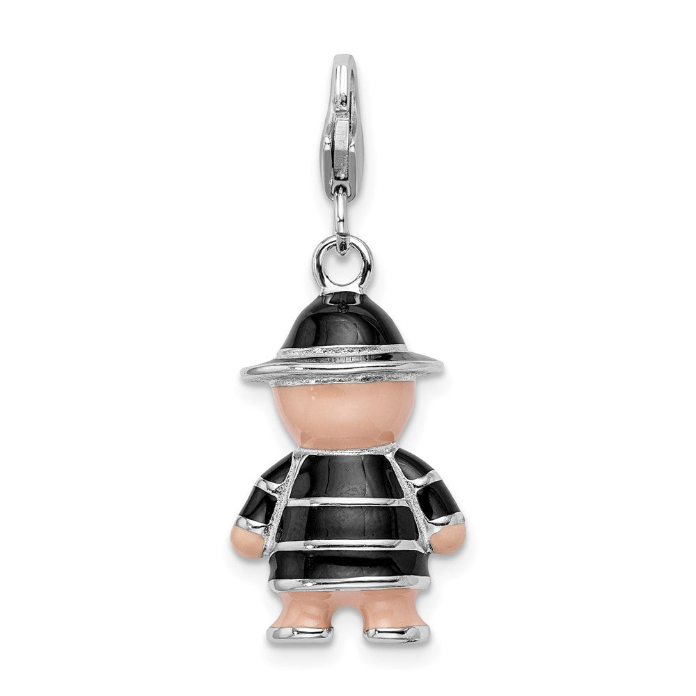 FJC Finejewelers 925 Sterling Silver Amore La Vita Rhodium-pl Enameled Teddy Bear Charm 23 x 13 mm