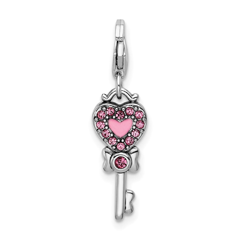 FJC Finejewelers 925 Sterling Silver Amore La Vita Rhod-pl Reversible Heart Key Charm