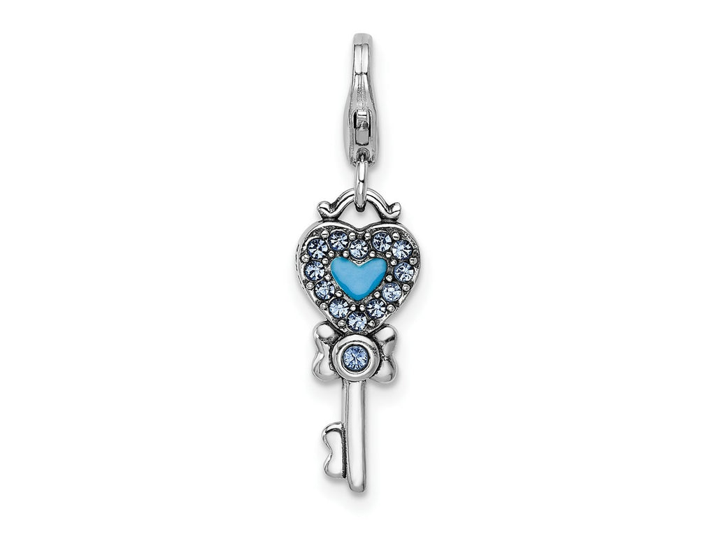 FJC Finejewelers 925 Sterling Silver Amore La Vita Rhod-pl Reversible Heart Key Charm