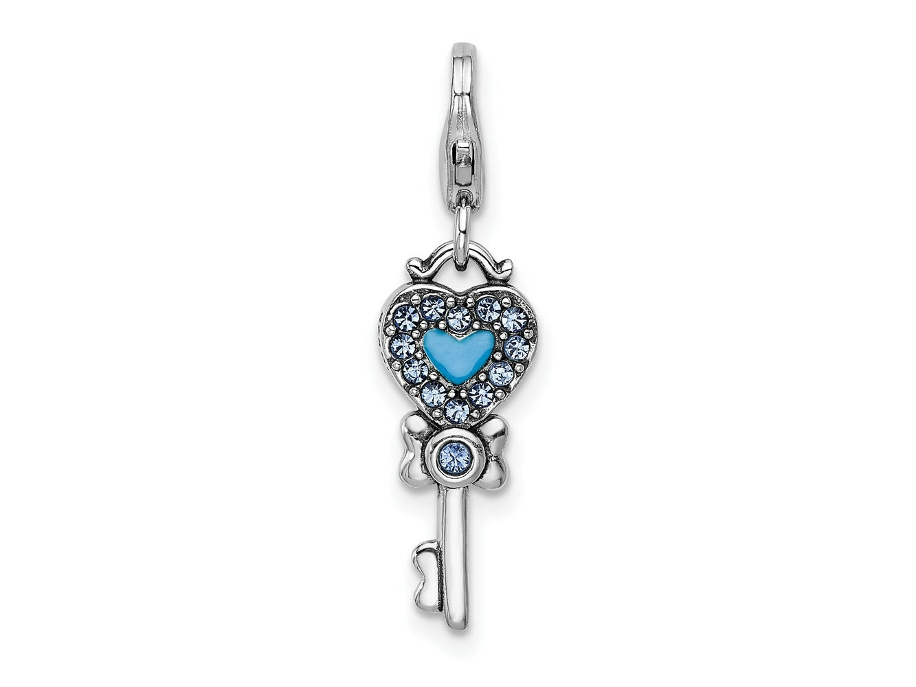 FJC Finejewelers 925 Sterling Silver Amore La Vita Rhod-pl Reversible Heart Key Charm