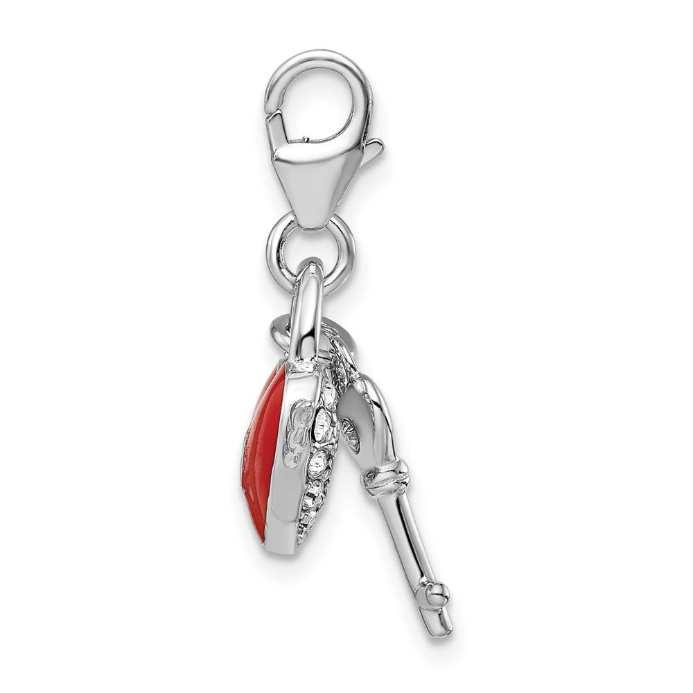 FJC Finejewelers 925 Sterling Silver Amore La Vita Rh-pl Enamel Wing Heart Key Charm