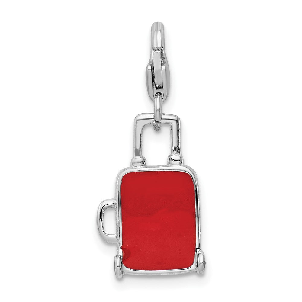 FJC Finejewelers 925 Sterling Silver Amore La Vita Rh-pl Enameled Canadian Flag Suitcase Charm