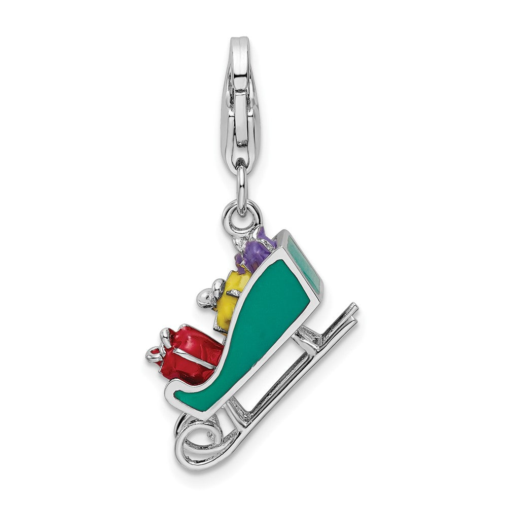 Amore LaVita 925 Sterling Silver Polished Enameled Sled Charm 23 x 16 mm