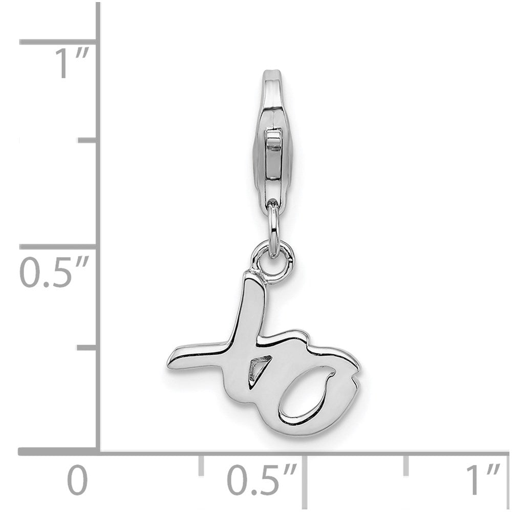 Amore LaVita 925 Sterling Silver Rhodium Plated Polished XO Charm 20 x 12 mm