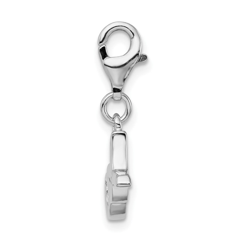 Amore LaVita 925 Sterling Silver Rhodium Plated Polished XO Charm 20 x 12 mm