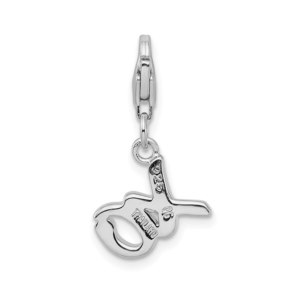 Amore LaVita 925 Sterling Silver Rhodium Plated Polished XO Charm 20 x 12 mm