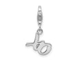 Amore LaVita 925 Sterling Silver Rhodium Plated Polished XO Charm 20 x 12 mm