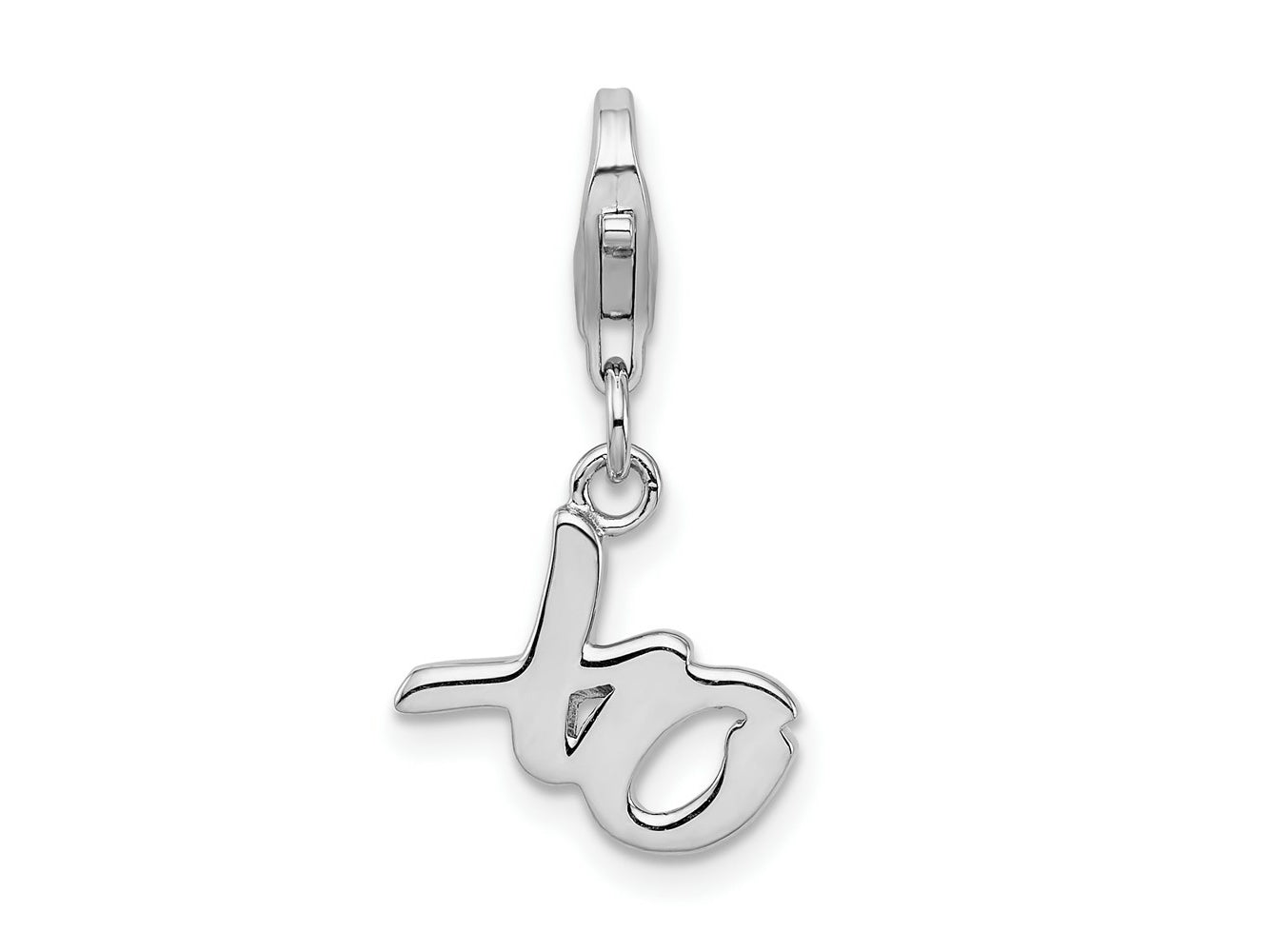 Amore LaVita 925 Sterling Silver Rhodium Plated Polished XO Charm 20 x 12 mm