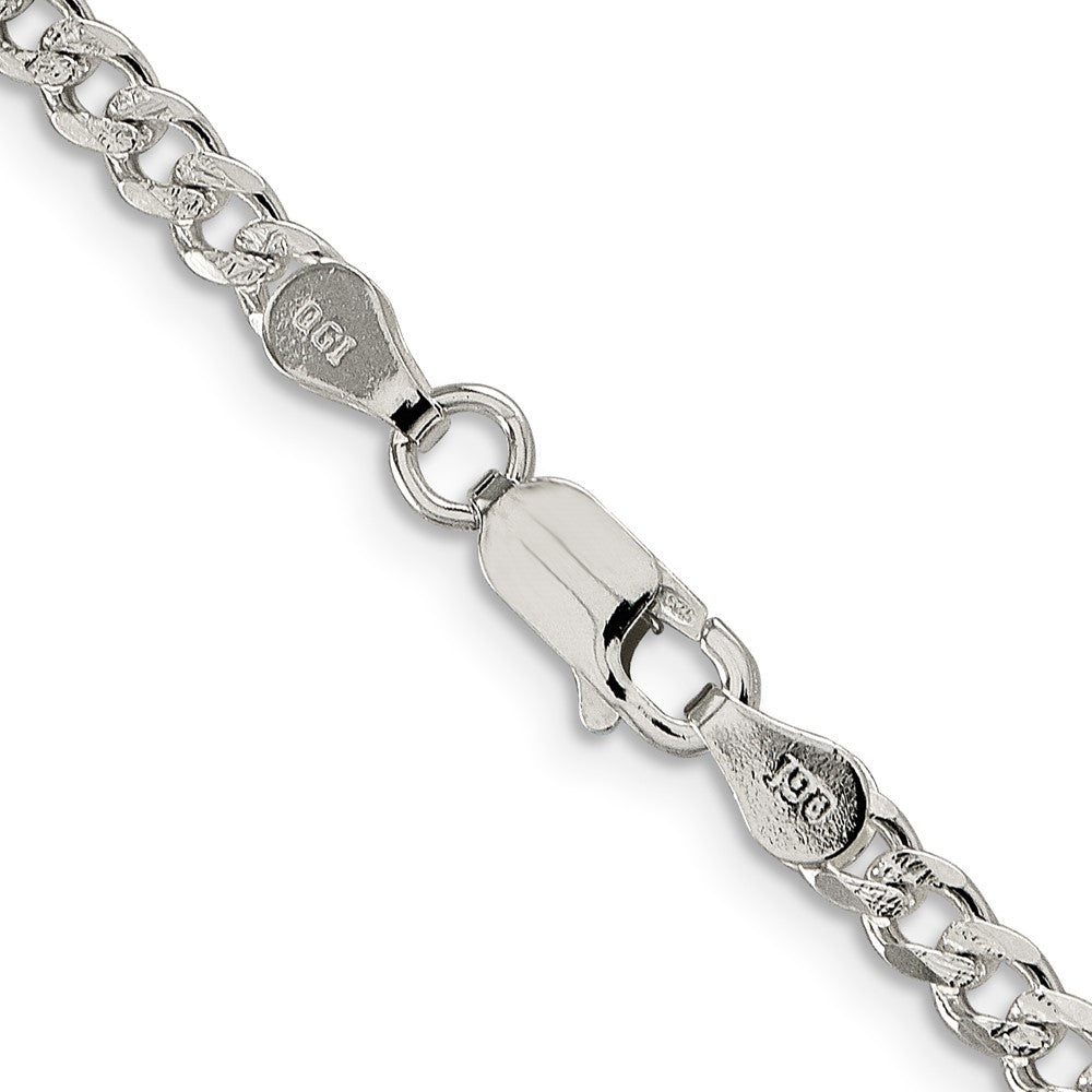 FJC Finejewelers 925 Sterling Silver Pavé Curb Chain 18 Inches x 4 mm