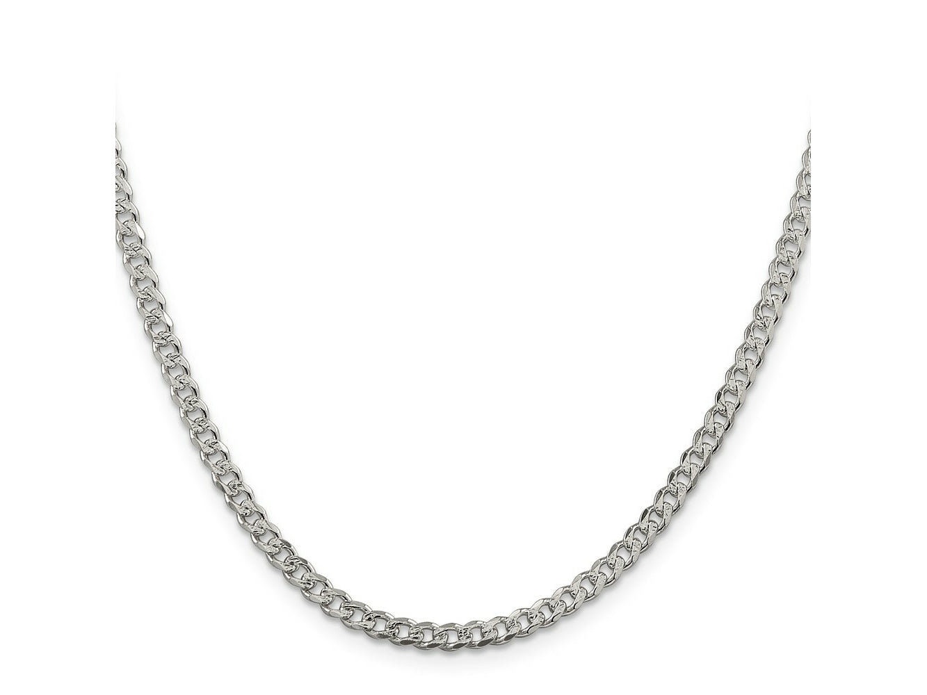 FJC Finejewelers 925 Sterling Silver Pave Curb Chain 26 Inches x 4 mm