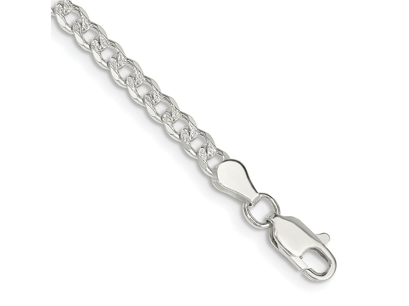 FJC Finejewelers 925 Sterling Silver Pavé Curb Bracelet Chain 8 Inches x 4 mm