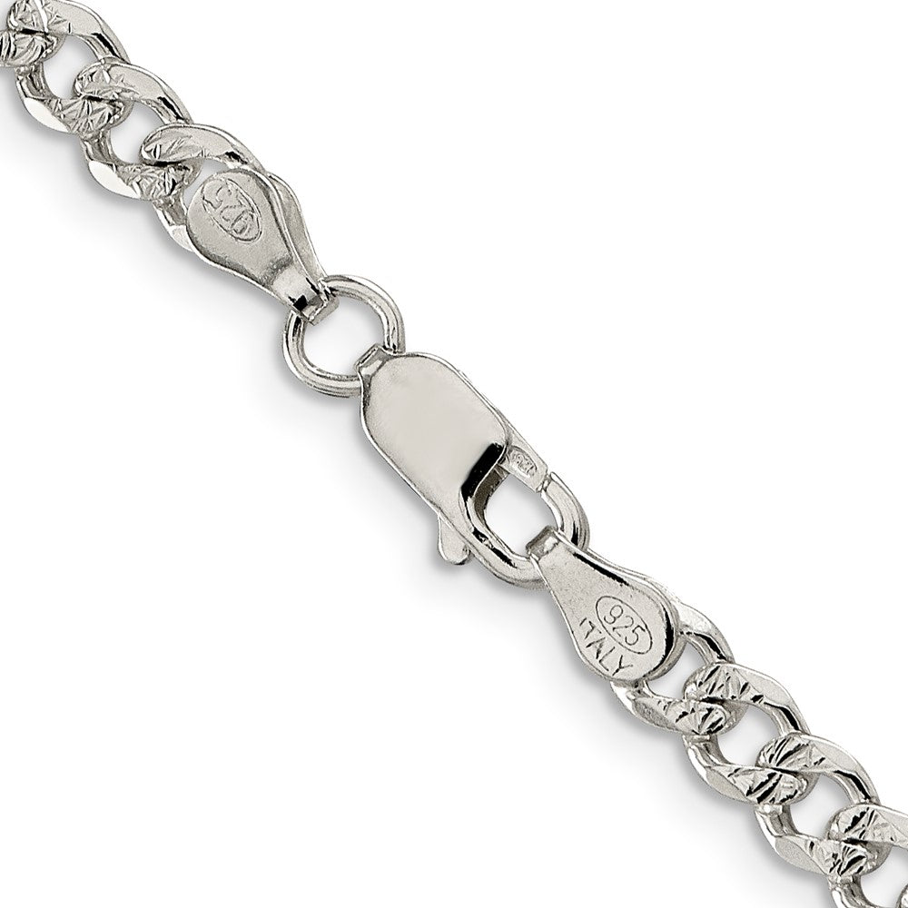 FJC Finejewelers 925 Sterling Silver Pavé Curb Chain 20 Inches x 4.5 mm