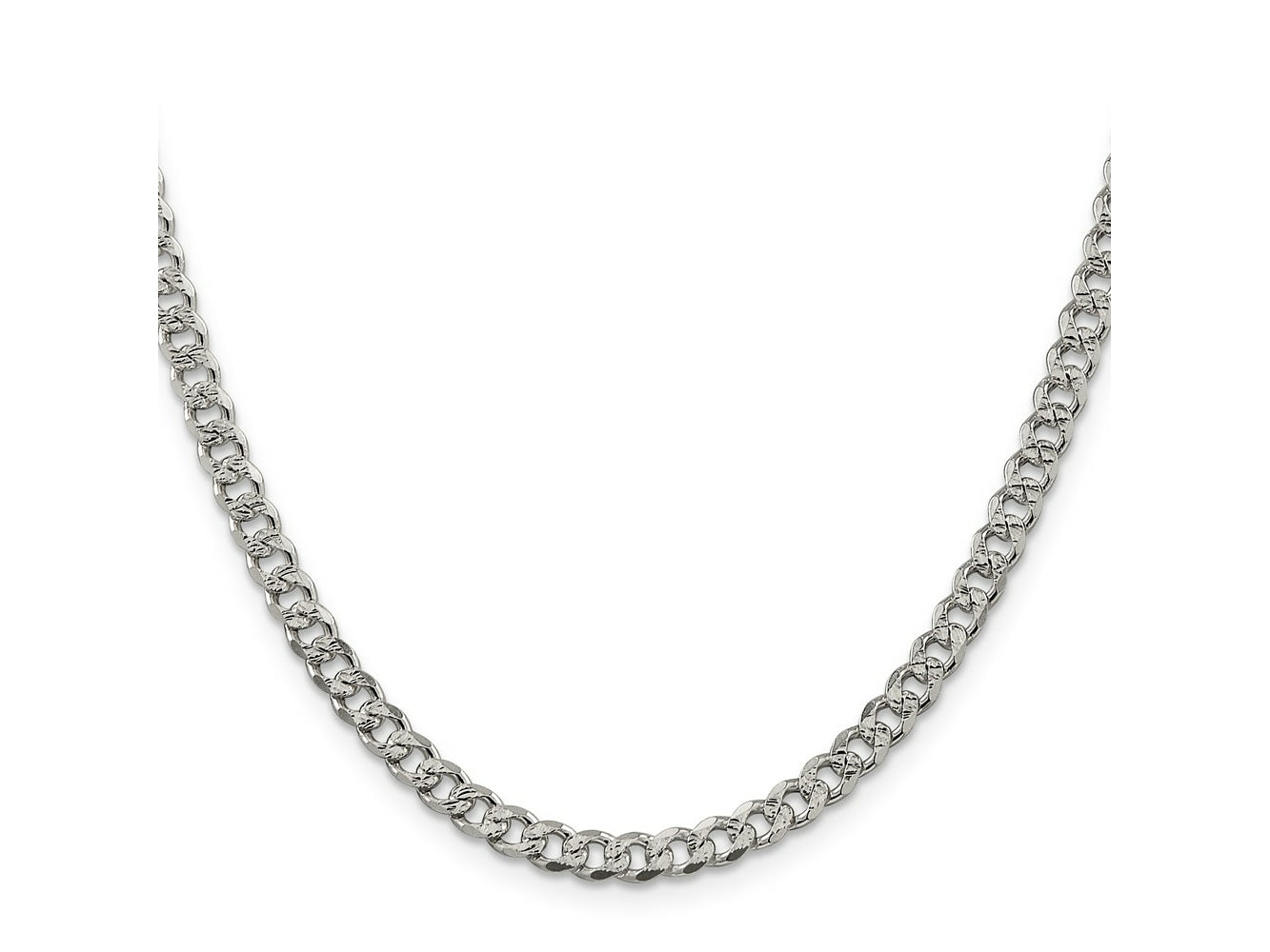 FJC Finejewelers 925 Sterling Silver Pave Curb Chain 30 Inches x 4.5 mm