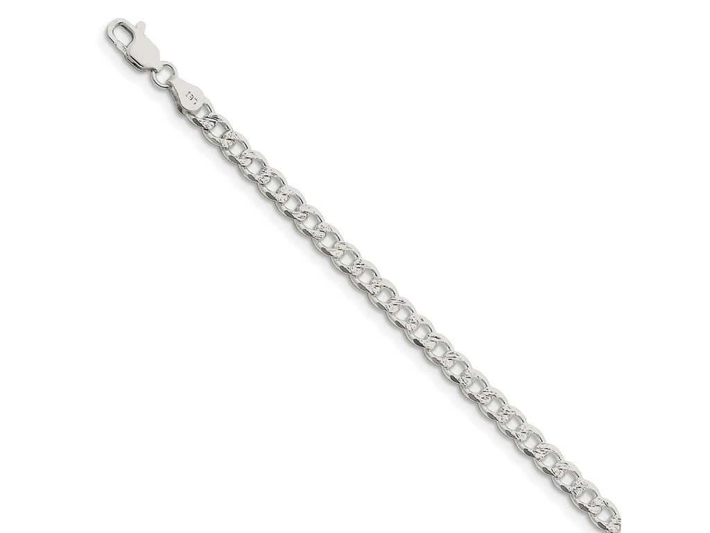 FJC Finejewelers 925 Sterling Silver Pavé Curb Bracelet Chain 7 Inches x 4.5 mm