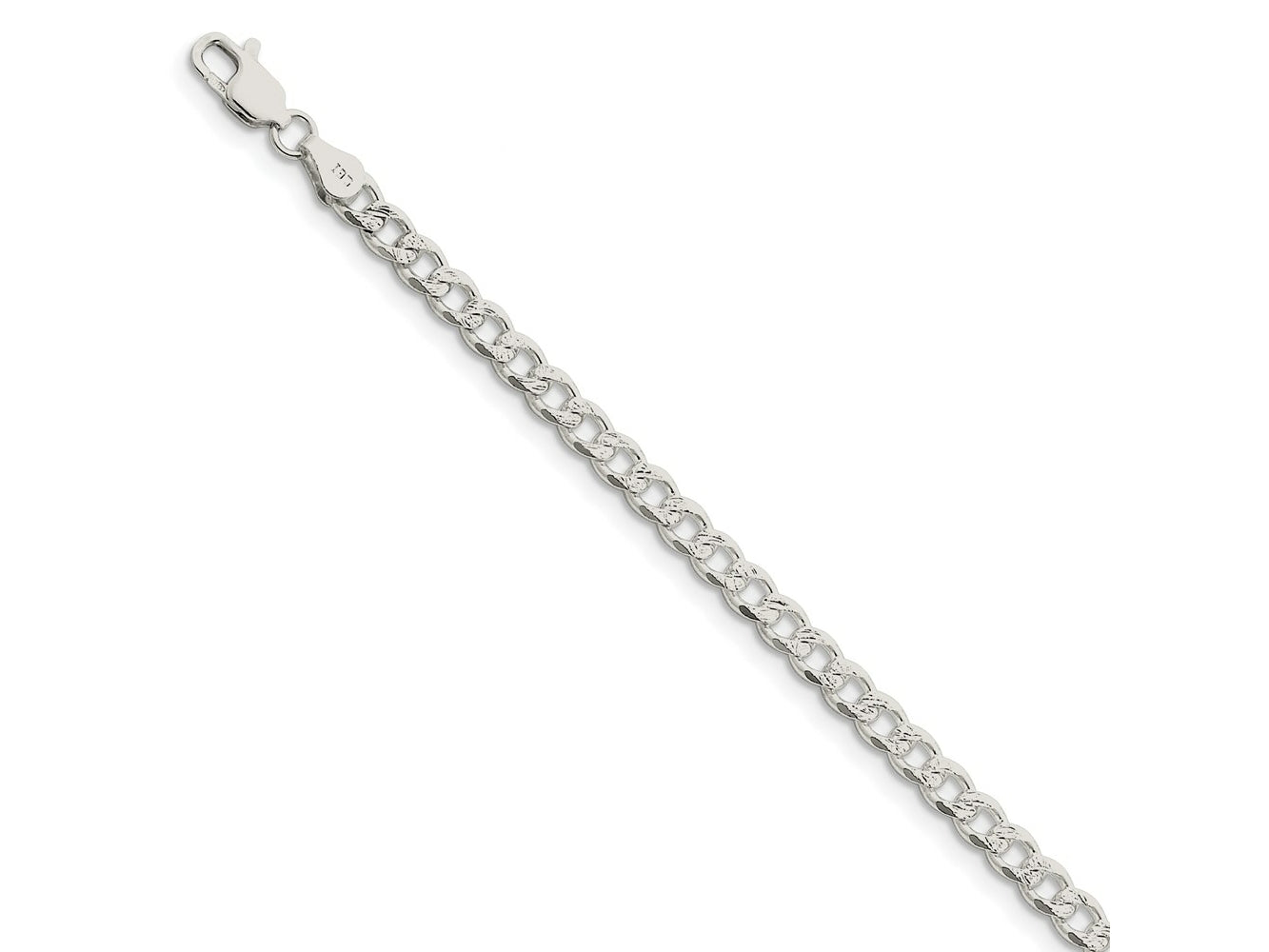 FJC Finejewelers 925 Sterling Silver Pavé Curb Bracelet Chain 7 Inches x 4.5 mm
