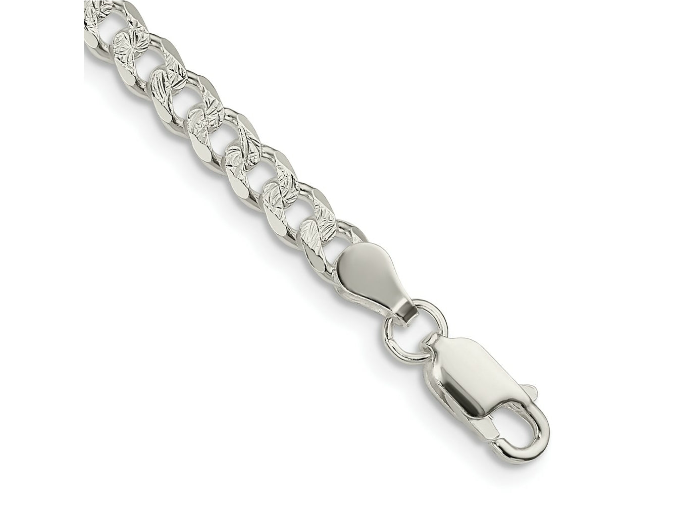 FJC Finejewelers 925 Sterling Silver Pavé Curb Bracelet Chain 8 Inches x 4.5 mm