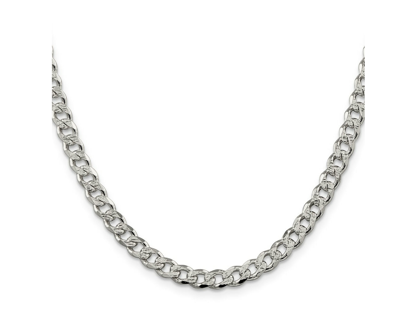 FJC Finejewelers 925 Sterling Silver Pave Curb Chain 30 Inches x 5.5 mm
