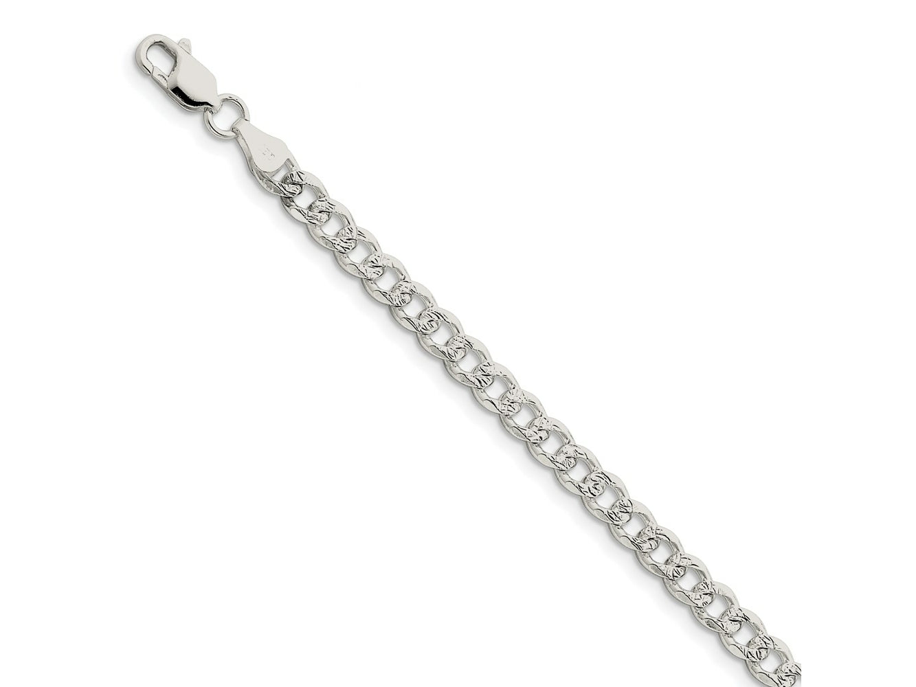 FJC Finejewelers 925 Sterling Silver Pavé Curb Bracelet Chain 7 Inches x 5.5 mm